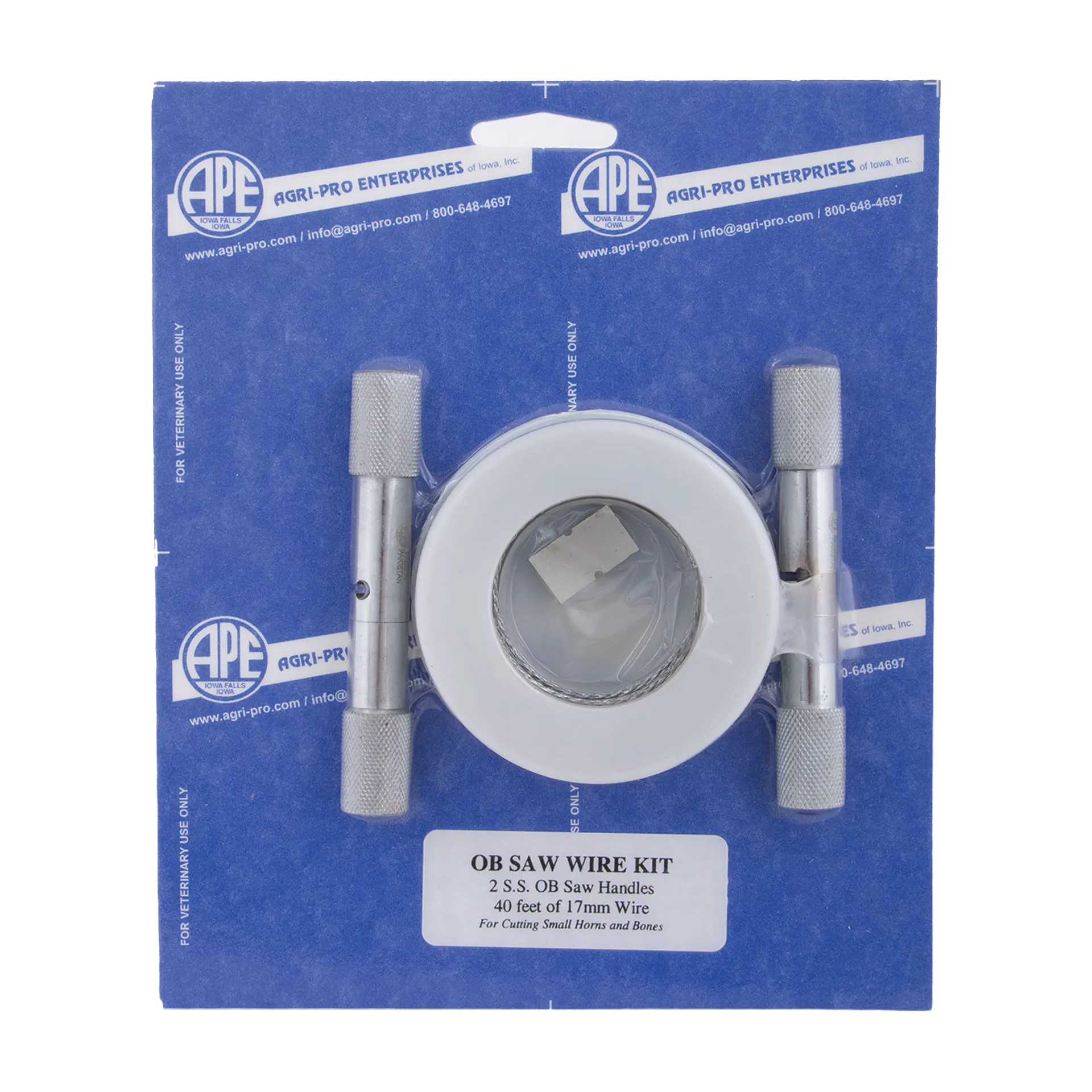 O.B. Saw,"Two metal saw handles with wire spool in blister pack"