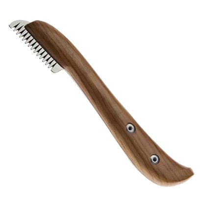 Aaronco Coarse Stripping Knife,"Wood-handled stripping knife with coarse metal teeth"