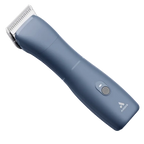Emerge Clipper Blue by Andis With FREE 8Pc Wide Comb Attachment Bundle by Andis,"Blue hair clipper with metal blade, angled front view"