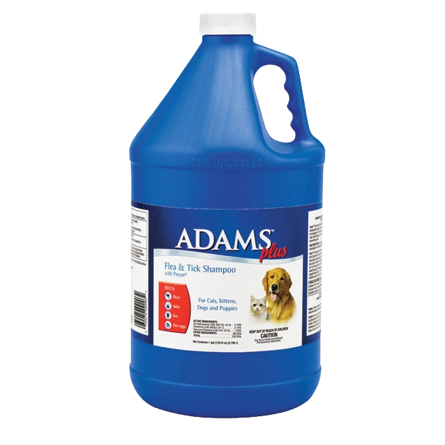 Adams™ Plus Flea and Tick Shampoo with Precor®,"Blue gallon jug with handle and white cap"