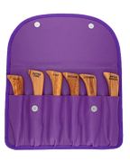 Aaronco Goldfin Set of 6 Gold Plated Stripping Knife,"Six wooden stripping knives in a purple storage pouch"