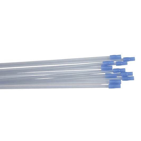 "6"" Draw Straws w/flex tips","Clear plastic straws with blue flex tips"