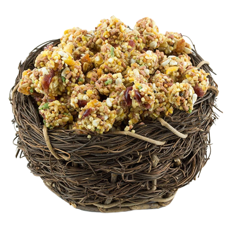 Lafeber Gourmet Garden Veggie Nutri-Berries,"Seed clusters piled in a woven twig nest"