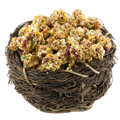 Lafeber Gourmet Garden Veggie Nutri-Berries,"Seed clusters piled in a woven twig nest"