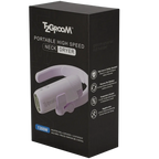 Mini Portable Neck Dryer by TZGroom,"Black product box with neck dryer image and side feature icons"
