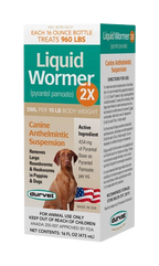 Liquid Wormer™ 2X,"Product box with dog image and front-right side panel view"