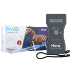 Hero Scanner + Temp and ProID ISO Microchip + Temp 5ct,"Handheld scanner with box, microchip syringe, and cable"