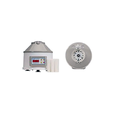 Centrifuge with Timer & Speed Control,"Centrifuge with front controls, rotor top view, and tube holders"