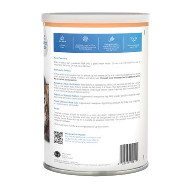 KMR®,"Back of cylindrical can with barcode and blue information panel"