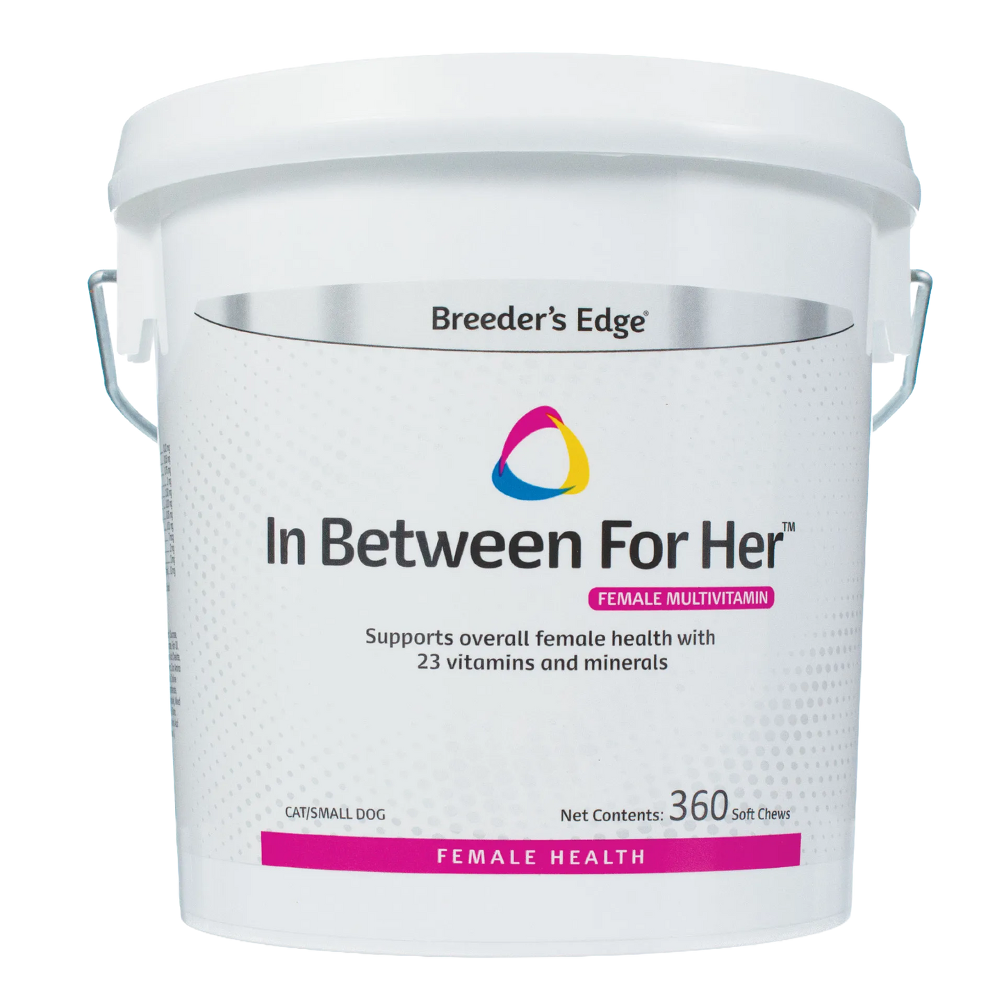 Breeder's Edge® In Between For Her™,"White supplement tub with lid and metal handle"