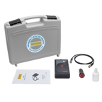 Draminski Dog Pregnancy Detector,"Gray hard case with handheld unit, probe, bottle, and manual"