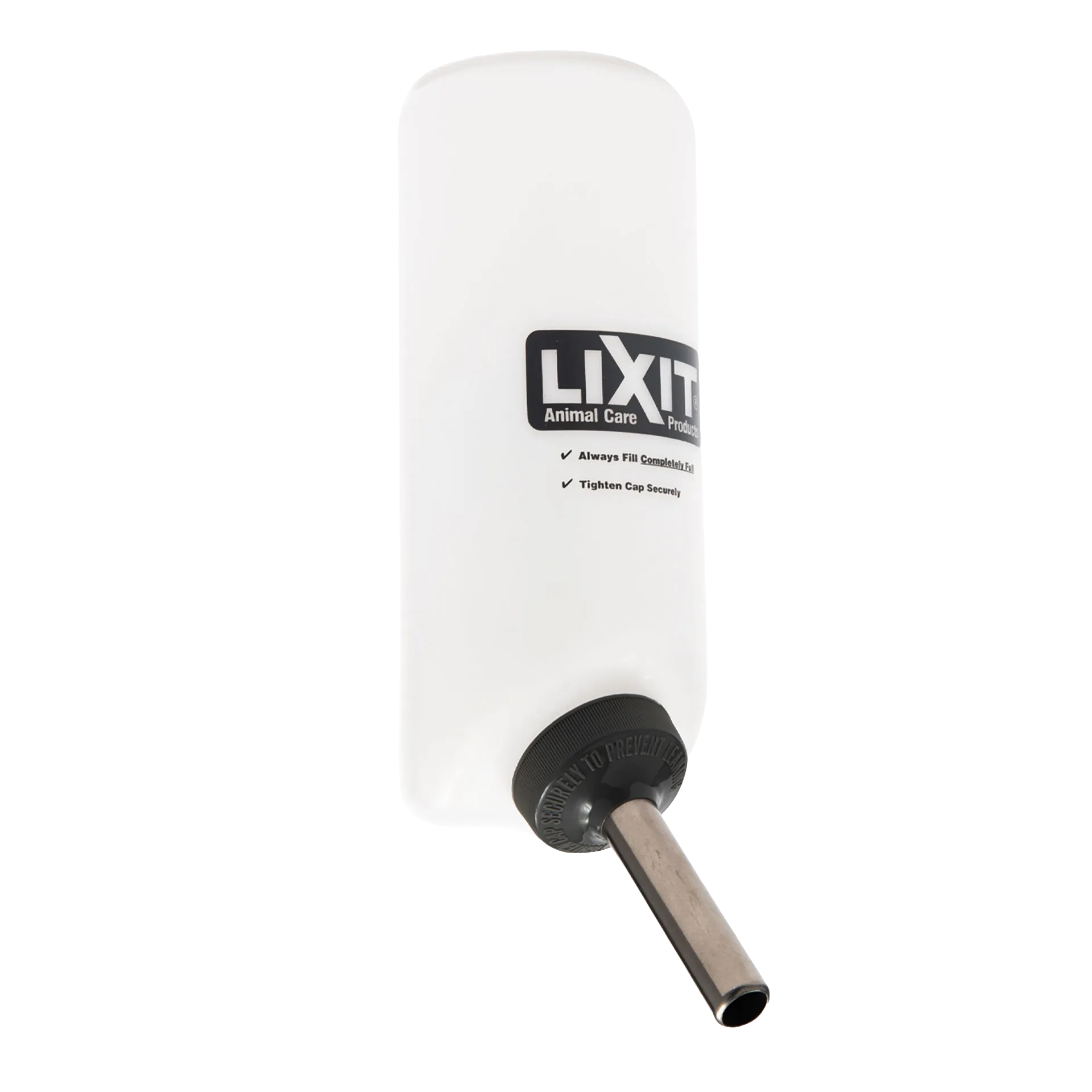 Lixit® Dog Waterer,"White bottle waterer with metal drinking tube"