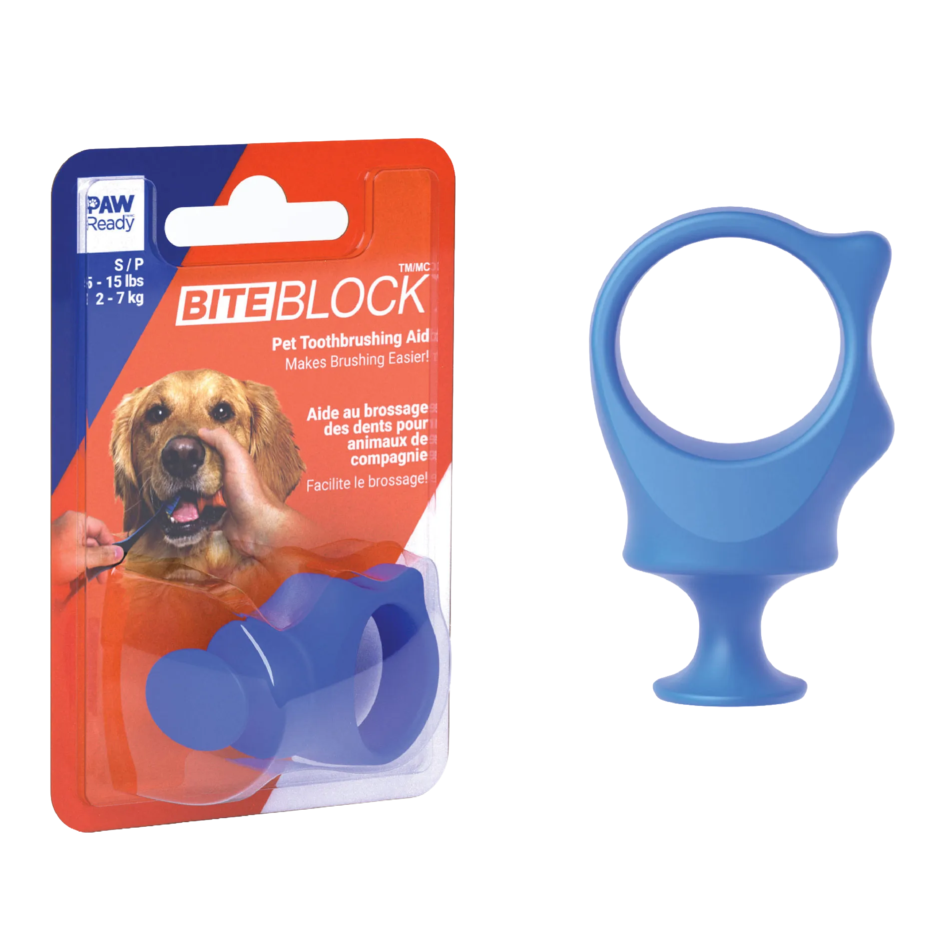 BrushMate Biteblock,"Blue bite block in retail blister packaging"