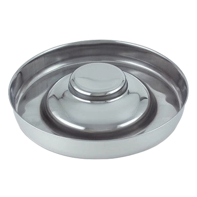 Flying Saucer Dish,"Round stainless steel dish with raised center lid"
