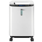 Pet Brooder 90 Bundle with 5L Veterinarian Oxygen Concentrator, Nebulizer, Water Reservoir, and Air Filters by Rcom USA,"White oxygen concentrator with top handle, front flow meter, and wheels"