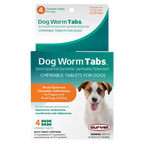 Dog Worm Tabs,"Front view of box with hanging tab and dog image"