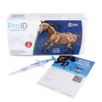 ProID® ISO Microchip + Temp 5ct. Lifetime Registration,"Box with blue syringe and registration cards"