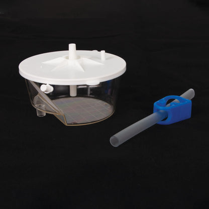EZ Way Filter,"Clear filter chamber with white lid and blue tube clamp"