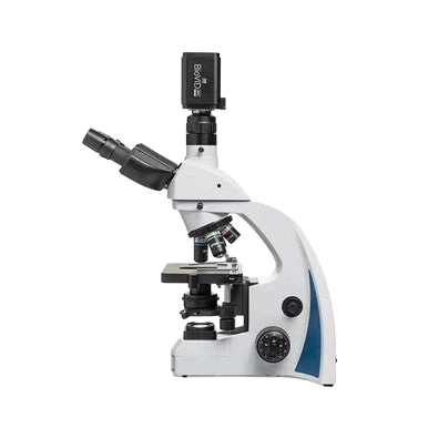 BioVID 4K 8MP Ultra HD Microscope Camera,"Compound microscope with camera mounted on top"