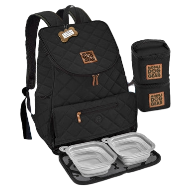 Weekender Backpack,"Black quilted backpack with two food containers and removable pouch"