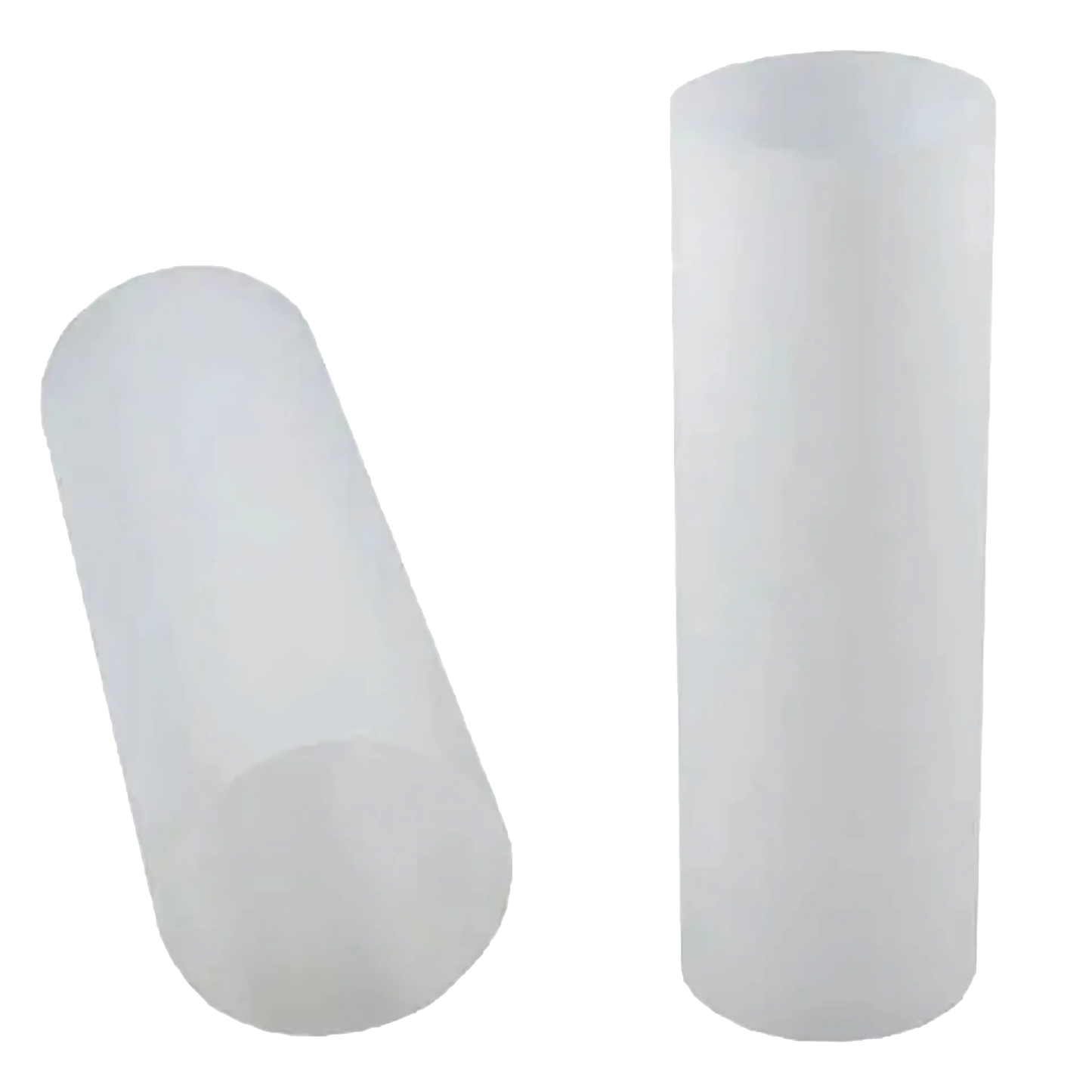 Goblet 35mm,"Two white cylindrical inserts shown upright and angled"