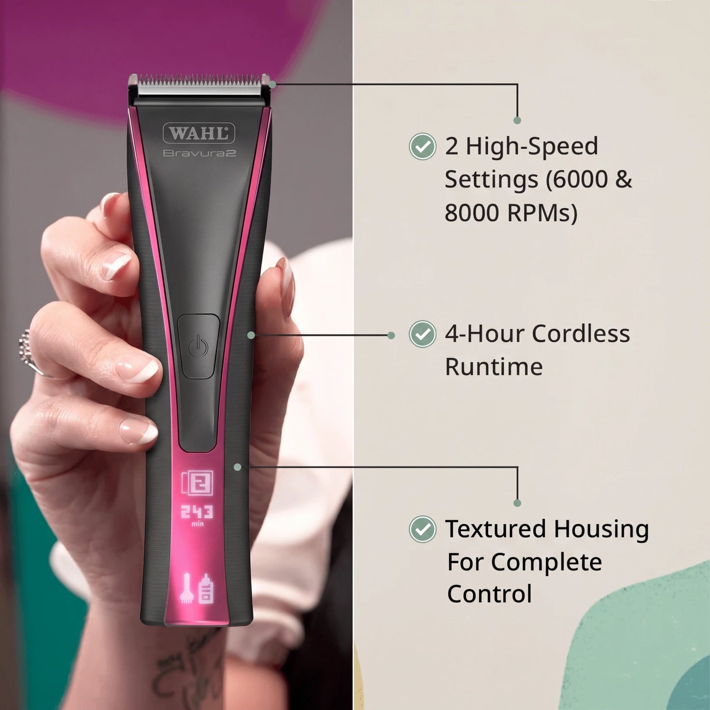 Bravura2 Cordless Clipper Brilliant Rose by Wahl