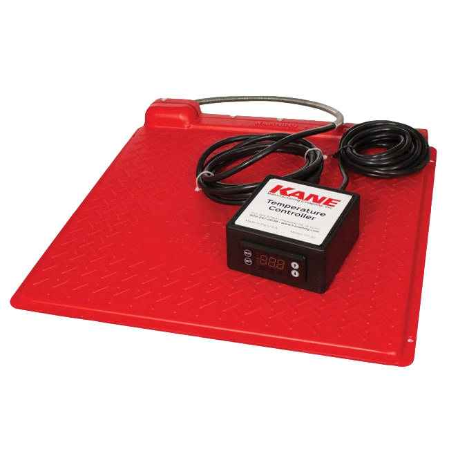 Pet Heat Mat with Thermostat,"Red heat mat with digital temperature controller and cords"