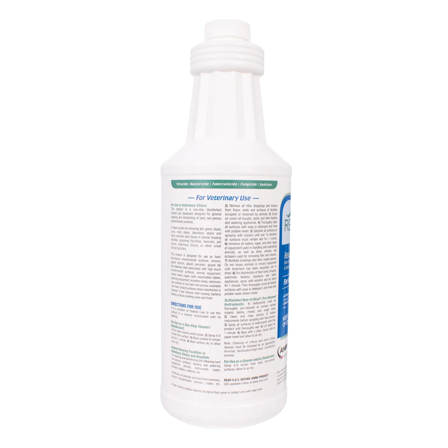 Rescue®  Disinfectant Cleaner,"White bottle with back label view"