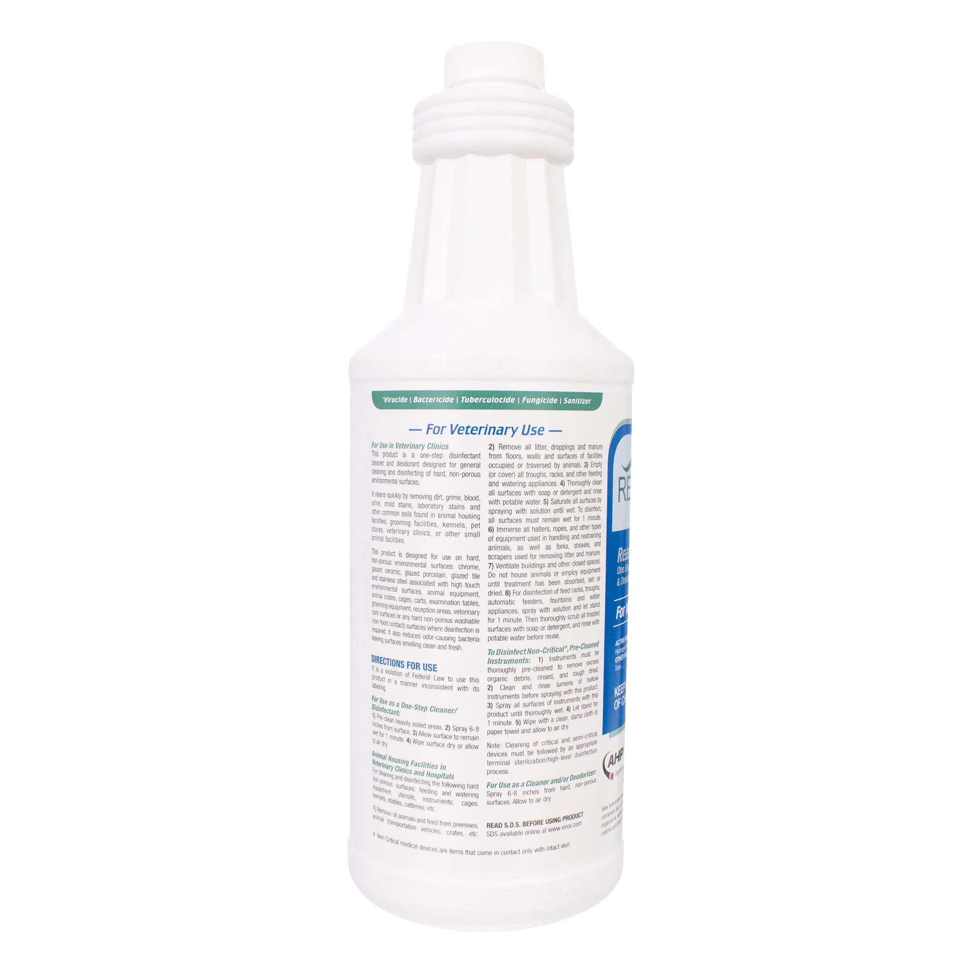 Rescue®  Disinfectant Cleaner,"White bottle with back label view"