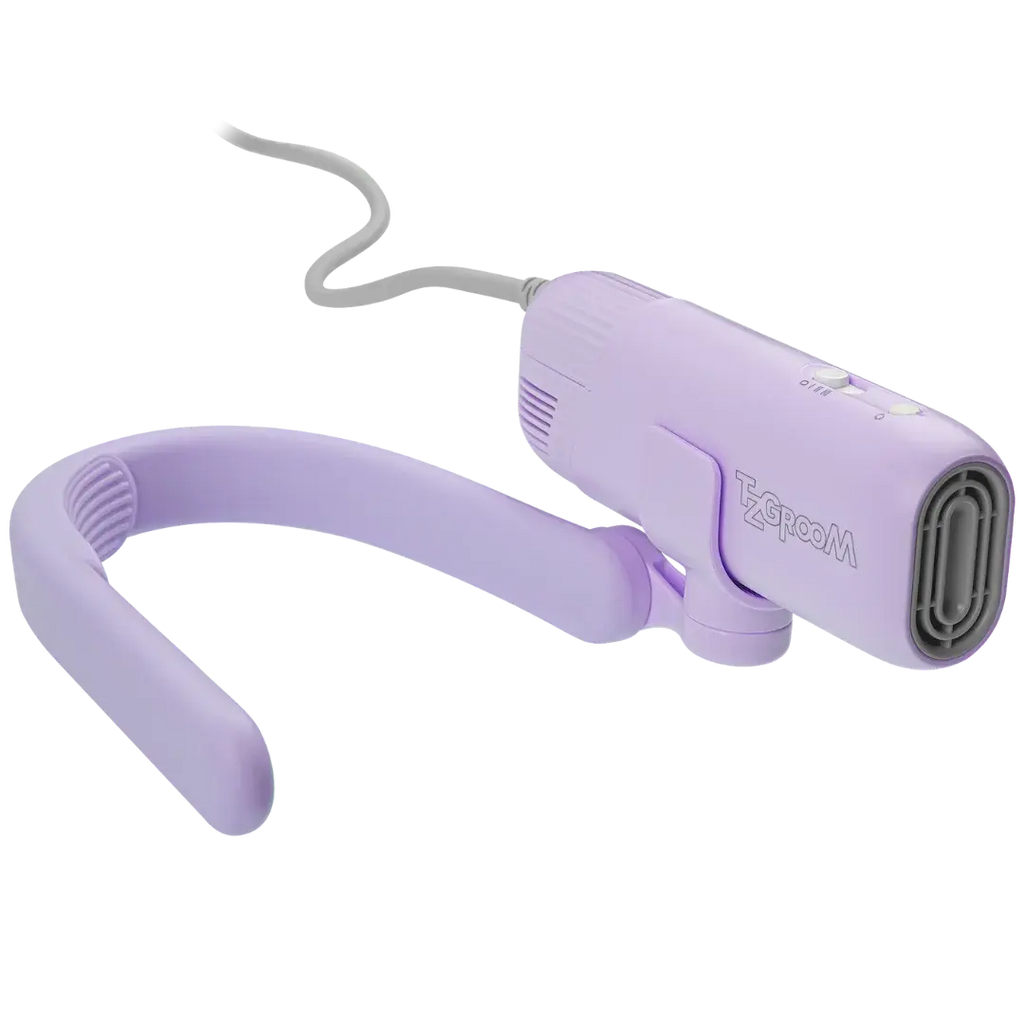 Mini Portable Neck Dryer by TZGroom,"Lavender U-shaped neck dryer with attached cord"