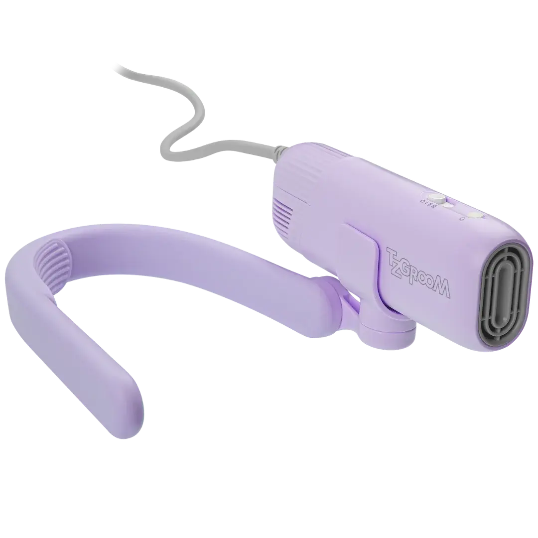 Mini Portable Neck Dryer by TZGroom,"Lavender U-shaped neck dryer with attached cord"