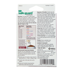 Safe-Guard® Canine Dewormer for Dogs,"Back of hanging box with dosage chart and barcode"