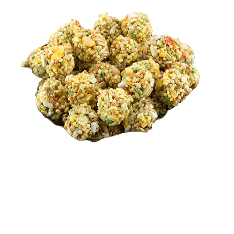 Lafeber Gourmet Sunny Orchard Nutri-Berries,"Cluster of round seed and grain treat balls"