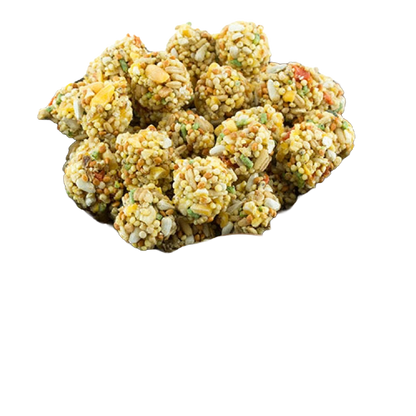 Lafeber Gourmet Sunny Orchard Nutri-Berries,"Cluster of round seed and grain treat balls"
