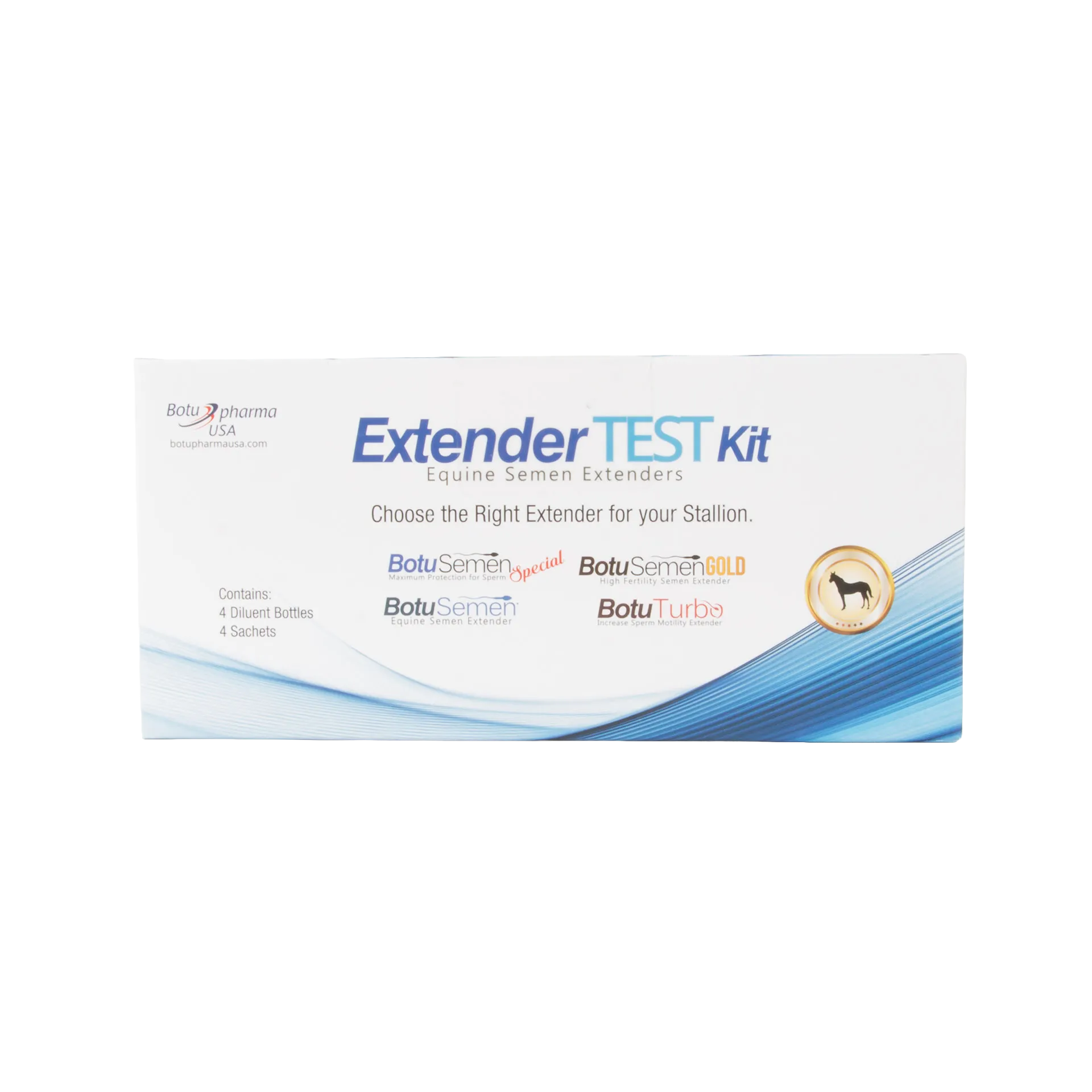 Botu Test Kit,"Front view of white product box with blue wave design"