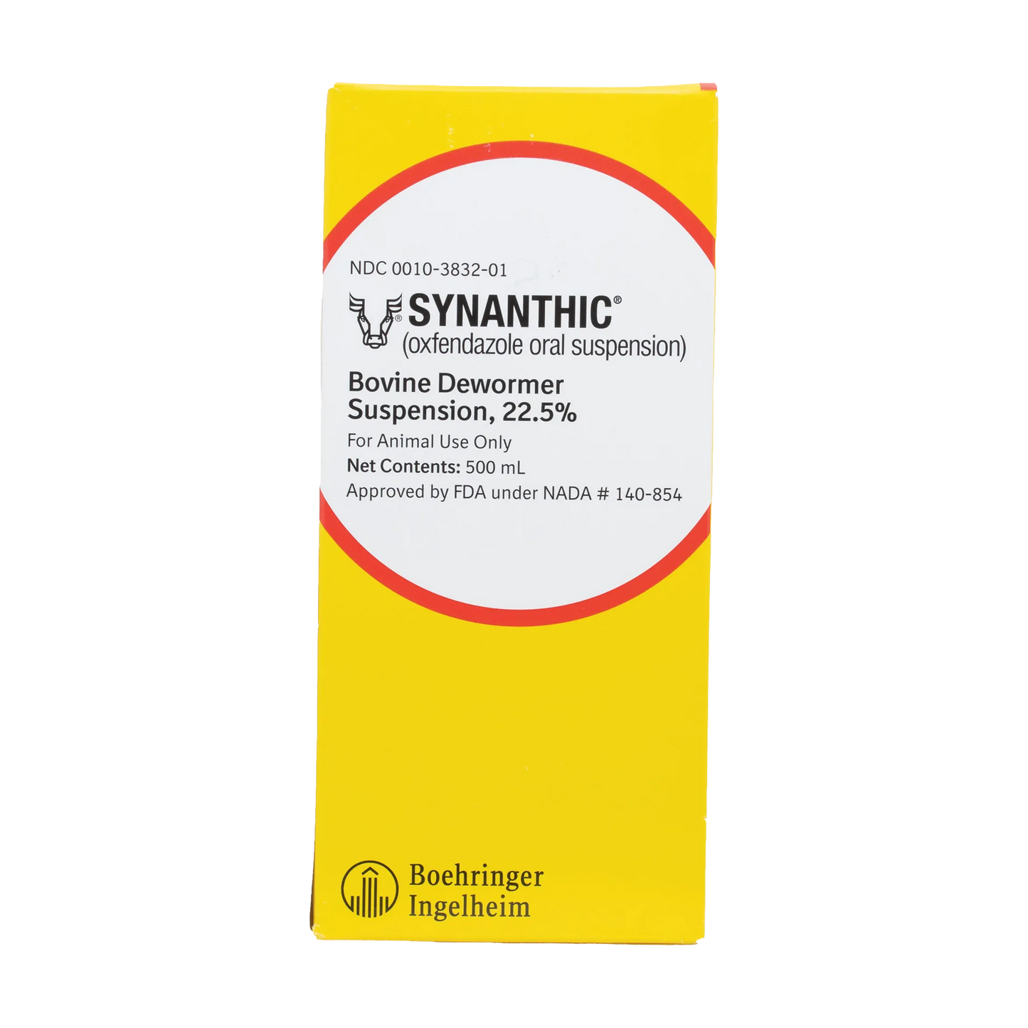 Synanthic® (oxfendazole oral suspension),"Yellow product box front label panel"