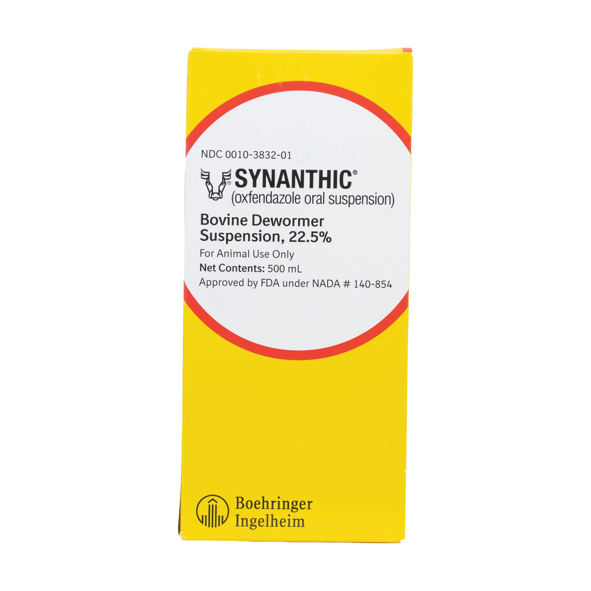Synanthic® (oxfendazole oral suspension),"Yellow product box front label panel"