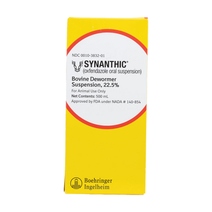 Synanthic® (oxfendazole oral suspension),"Yellow product box front label panel"
