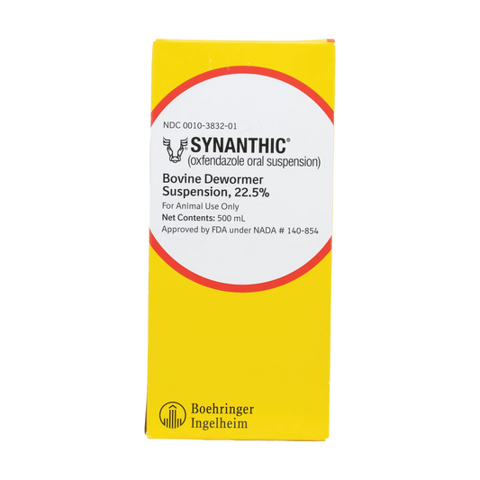 Synanthic® (oxfendazole oral suspension),"Yellow product box front label panel"