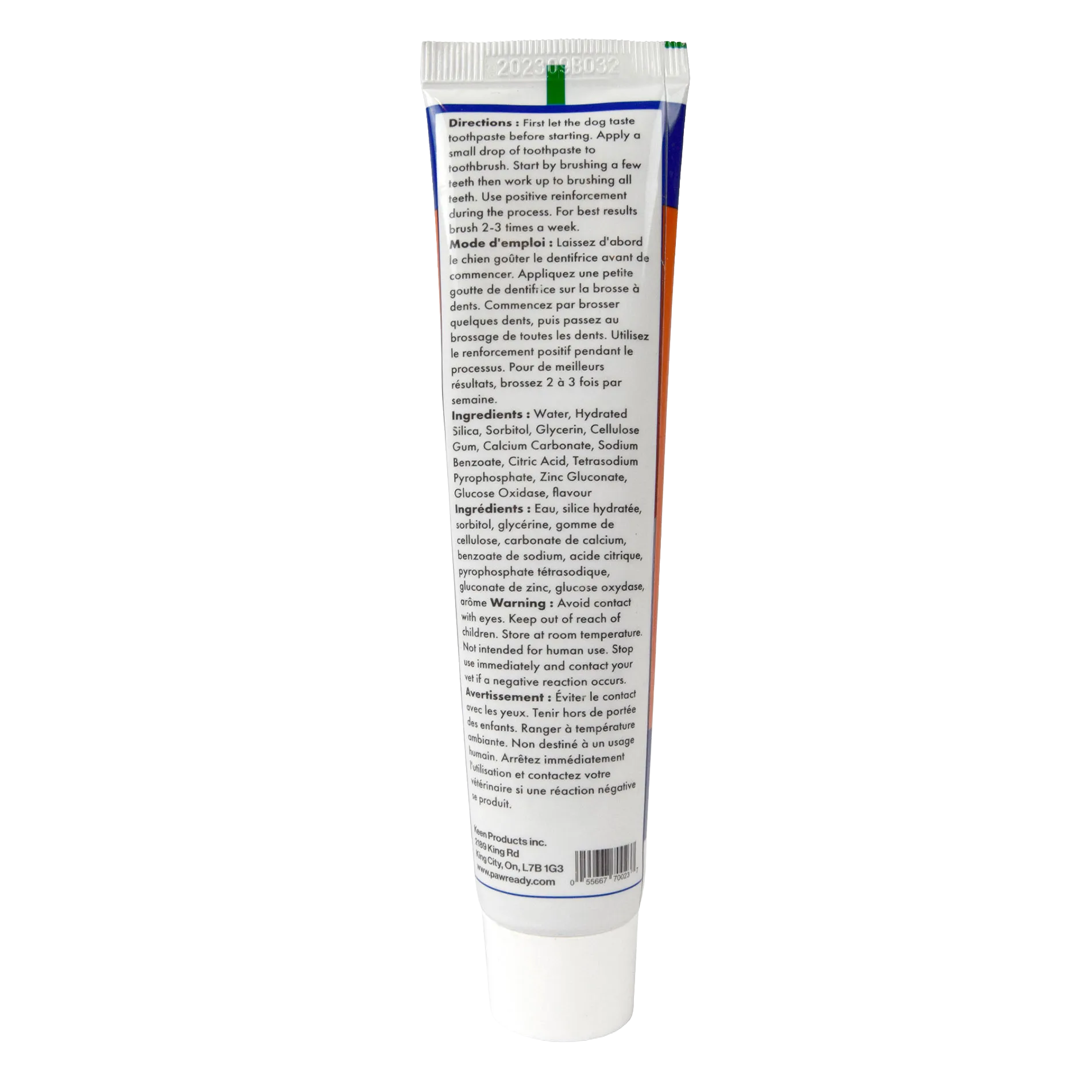 BrushMate ToothPaste,"Back view of toothpaste tube with ingredient and directions panel"