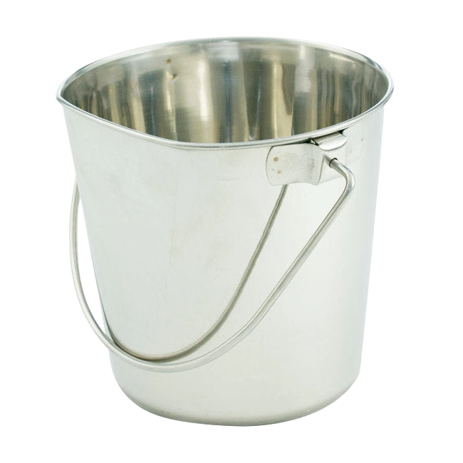Flat-sided Pails without Hooks,"Metal pail with flat side and wire handle"