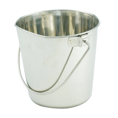 Flat-sided Pails without Hooks,"Metal pail with flat side and wire handle"