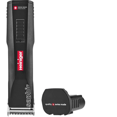 Black Saphir Basic with One Battery by Heiniger and FREE Blade,"Black clipper with detached battery pack"