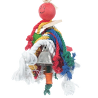 Cotton Preening Doll,"Rope bird toy with bell, wooden perch, and tassels"