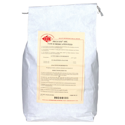 "Deccox® CocciGuard 10x, Preventative Only","Large feed bag with front product label"