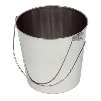 Stainless Steel Pails,"Open metal pail with wire handle"