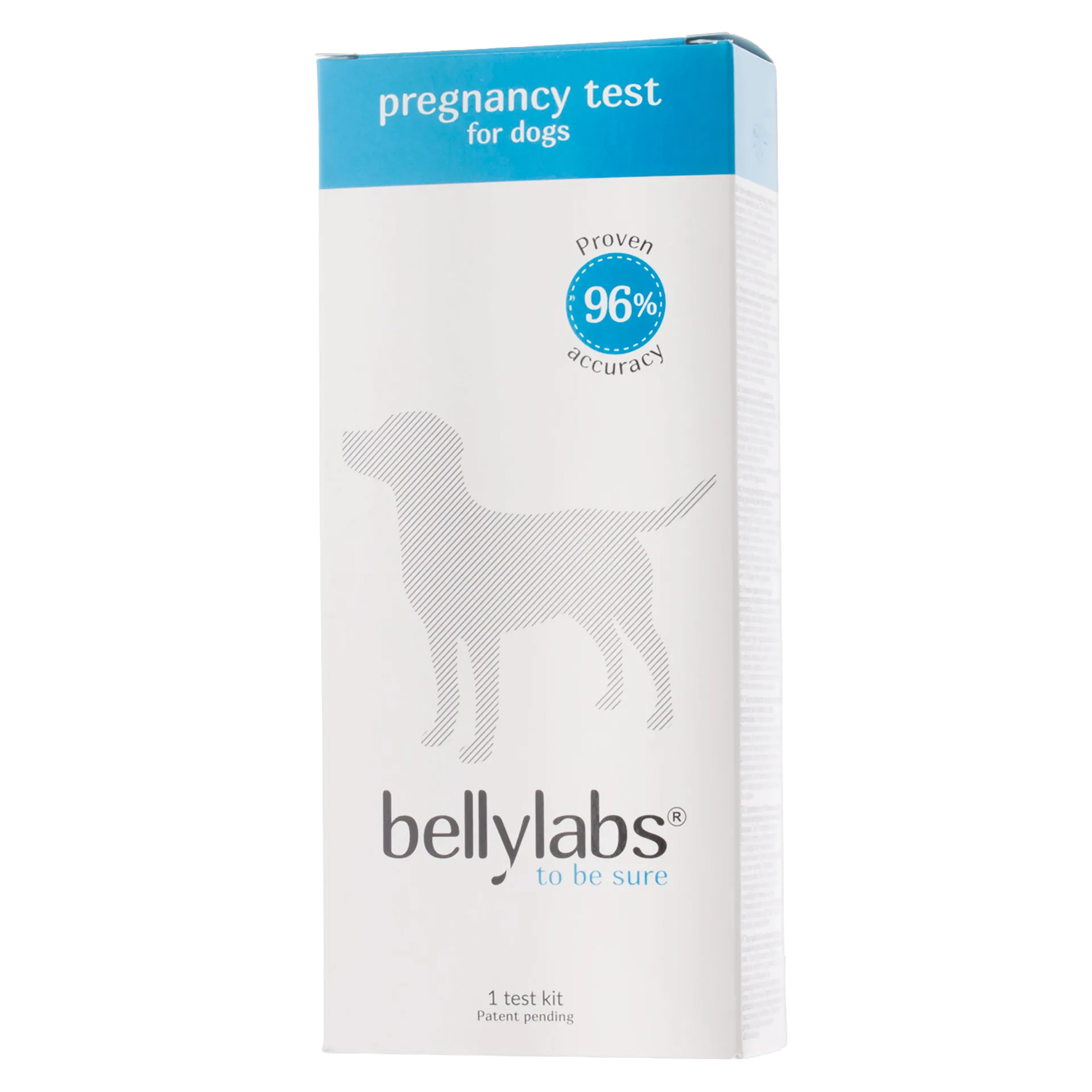 BellyLabs® Canine Pregnancy Test,"Blue and white test kit box with dog silhouette"