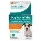 Dog Worm Tabs,"Front of product box with hanging tab and dog image"