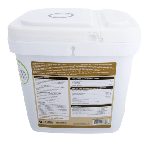 Assure® Guard Gold,"White plastic bucket with hinged lid and back label"