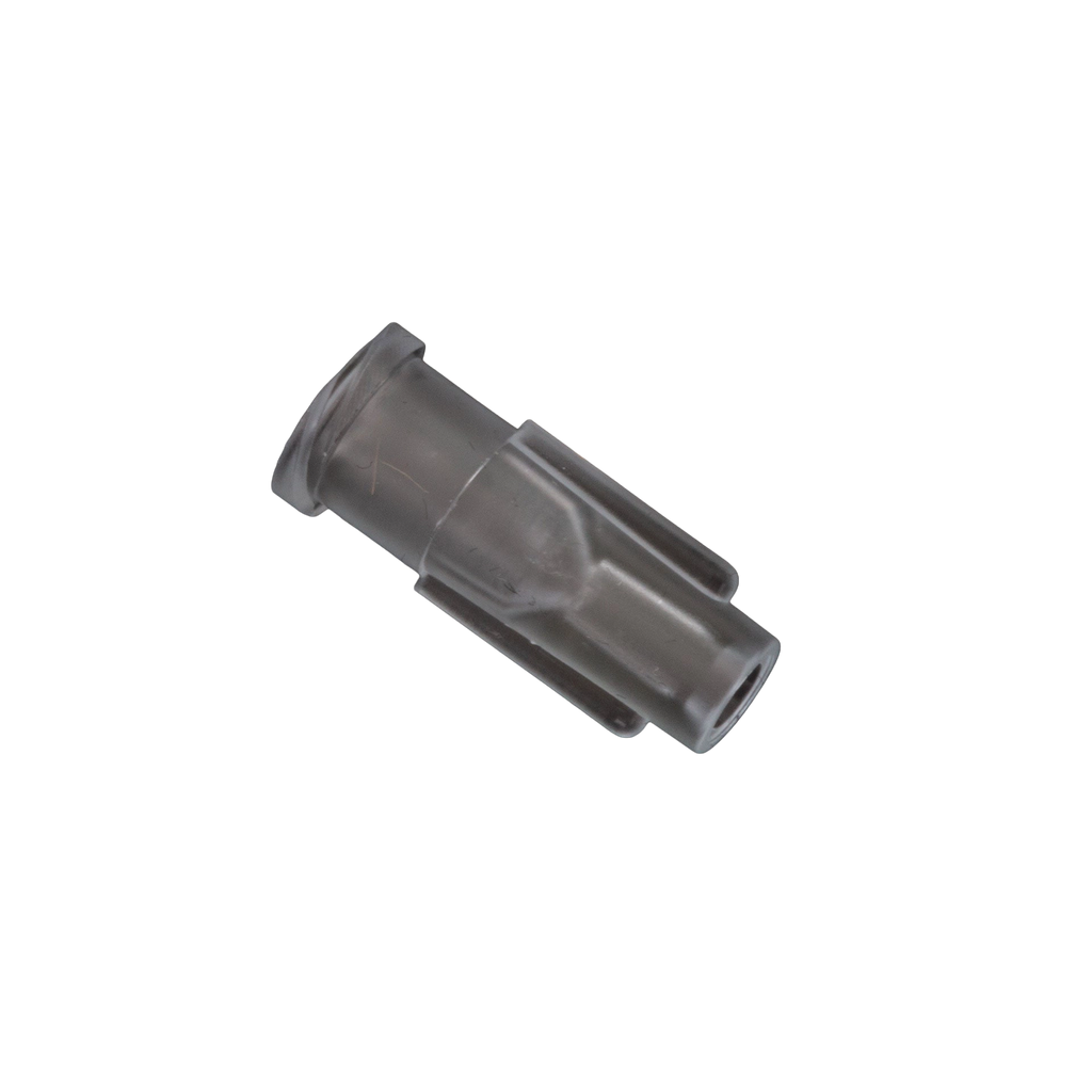 Straw Adapter,"Clear plastic adapter with tapered end and flared rim"